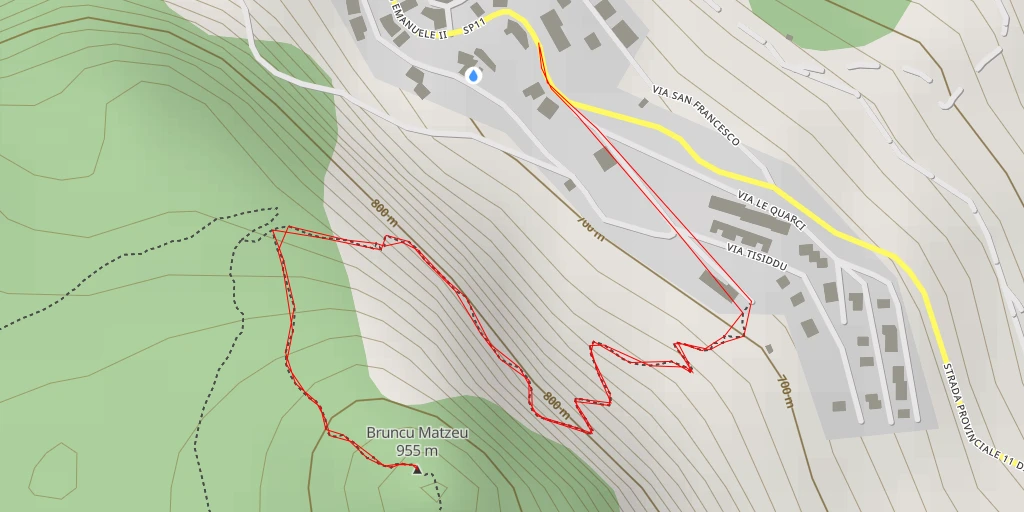 Map of the trail for Bruncu Matzeu