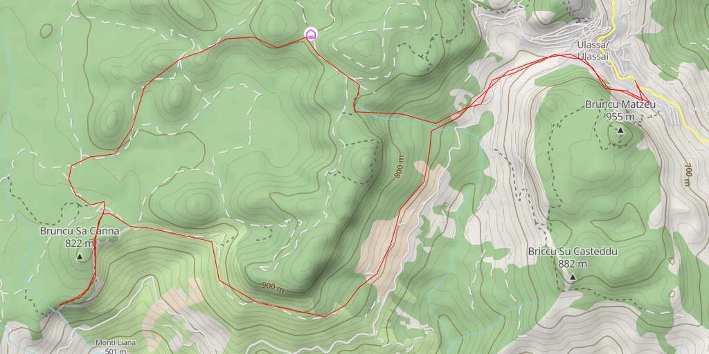 Map of the trail for Cascate Lequarci