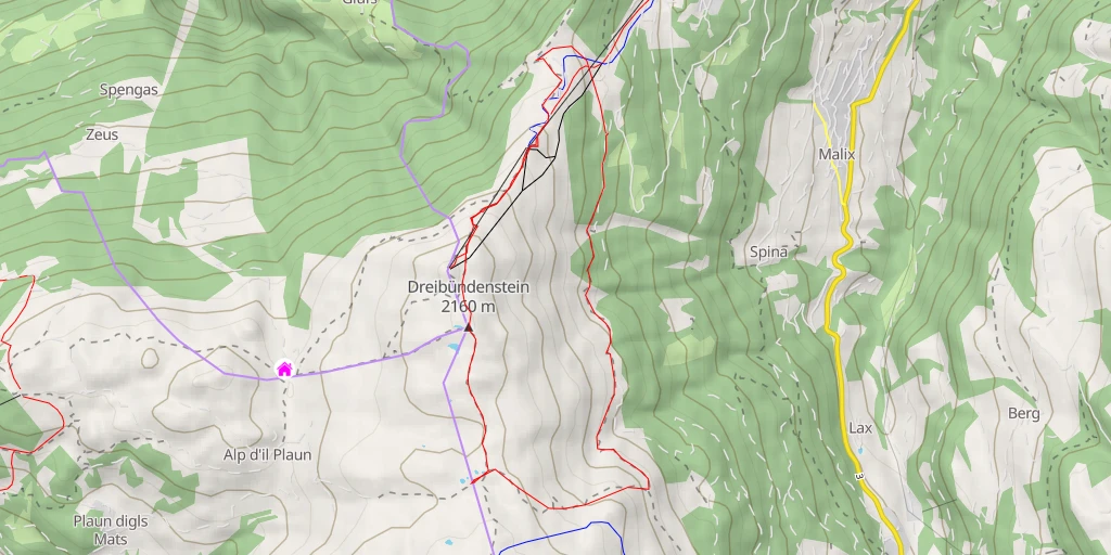 Carte de l'itinéraire :  Alp d'il Plaun - Domleschg