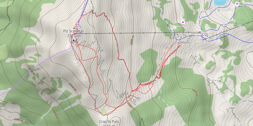 Map of the trail for Scalottas