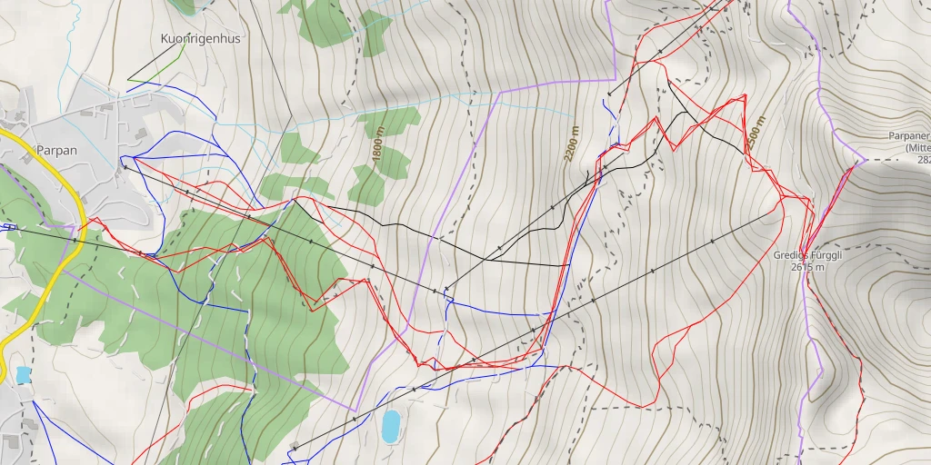 Carte de l'itinéraire :  Parpaner Weisshorn