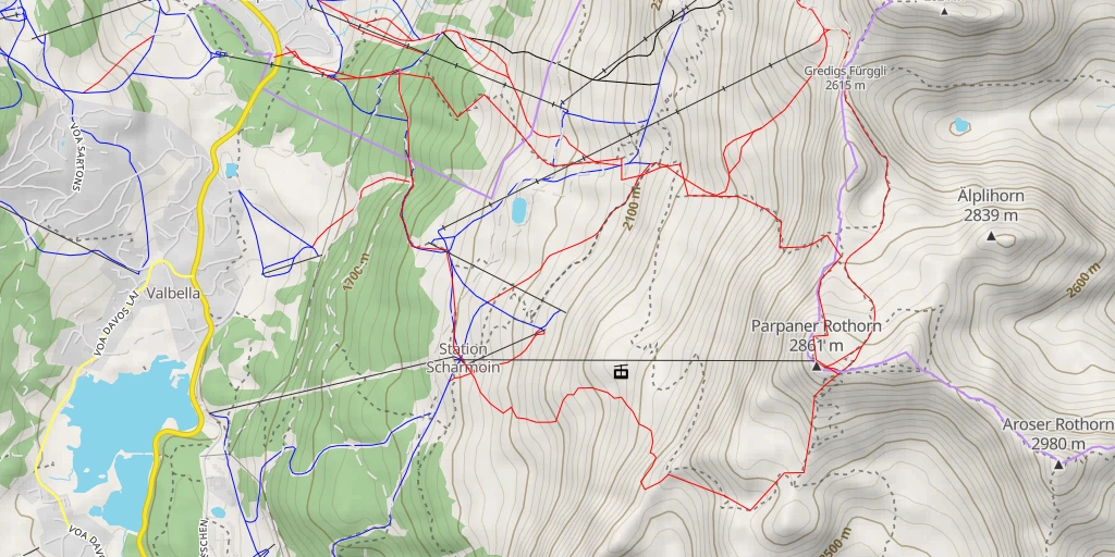 Carte de l'itinéraire :  Parpaner Rothorn