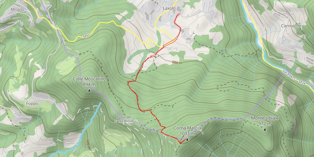 Map of the trail for Corna Marcia