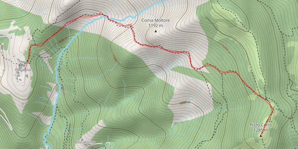 Map of the trail for Pizzo Cerro