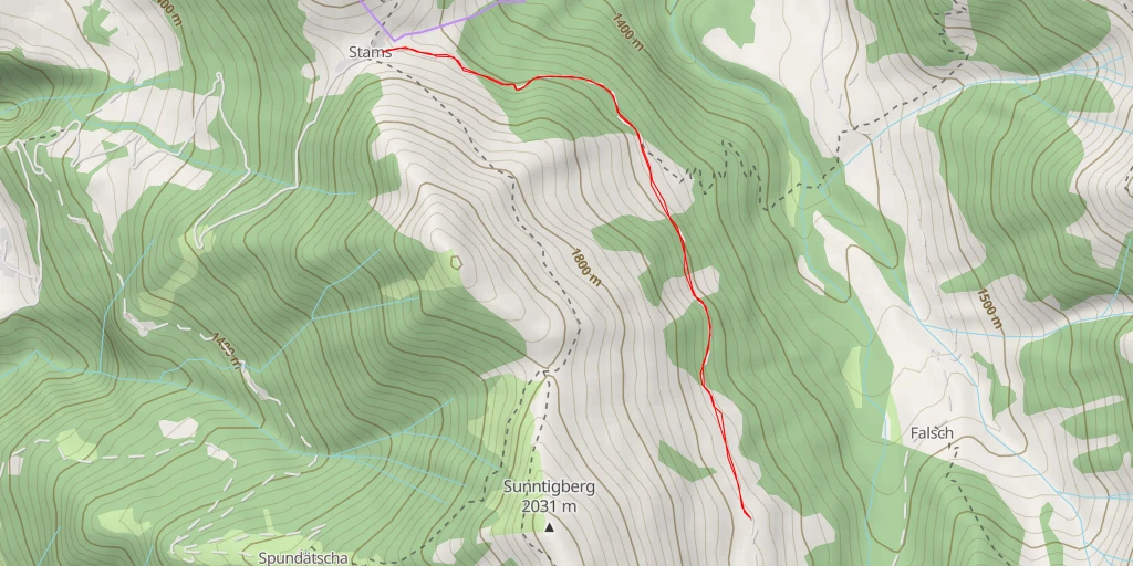 Map of the trail for Alpe Zanutsch