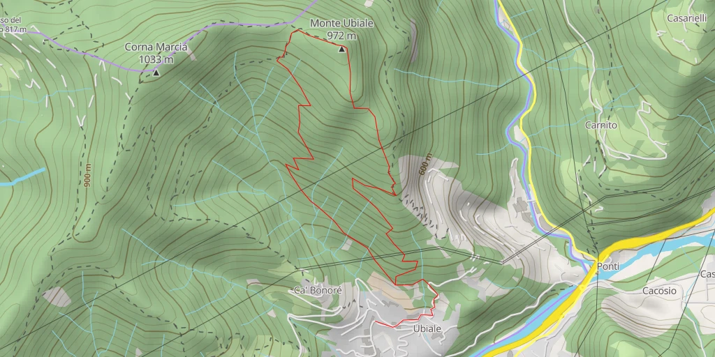 Carte de l'itinéraire :  Monte Ubiale