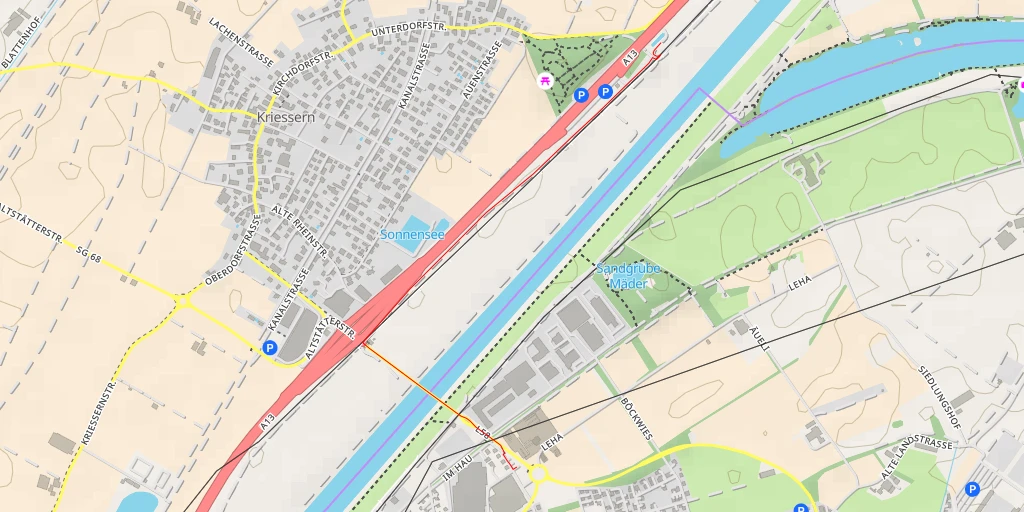 Carte de l'itinéraire :  A13 - A13