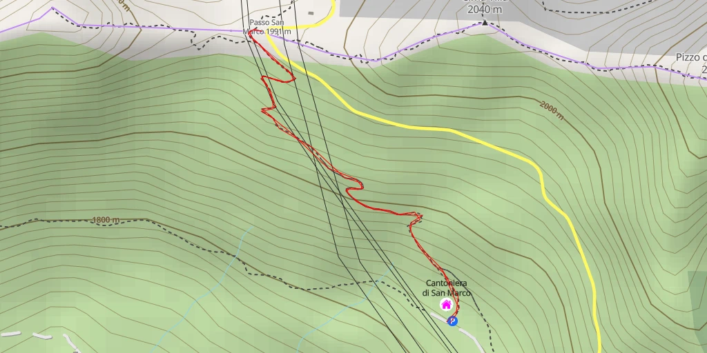 Carte de l'itinéraire :  Passo San Marco