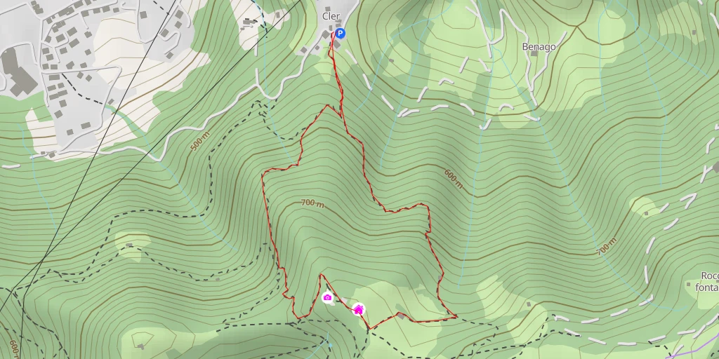 Map of the trail for Prati Parini