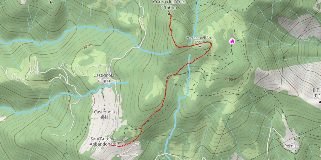 Carte de l'itinéraire :  Corno dell'Arco