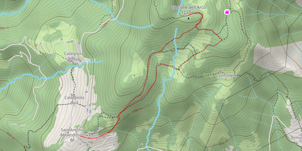 Carte de l'itinéraire :  Zuccone dell'Arco