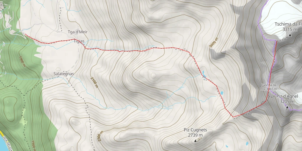 Carte de l'itinéraire :  Tschima da Flix - Westgipfel