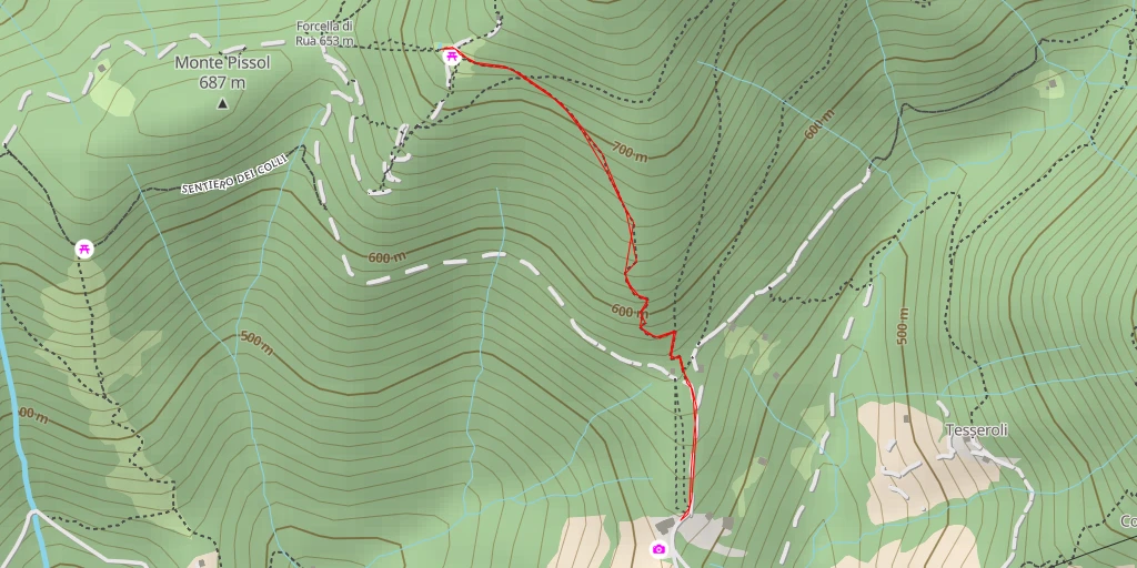 Map of the trail for Sentiero dei Colli