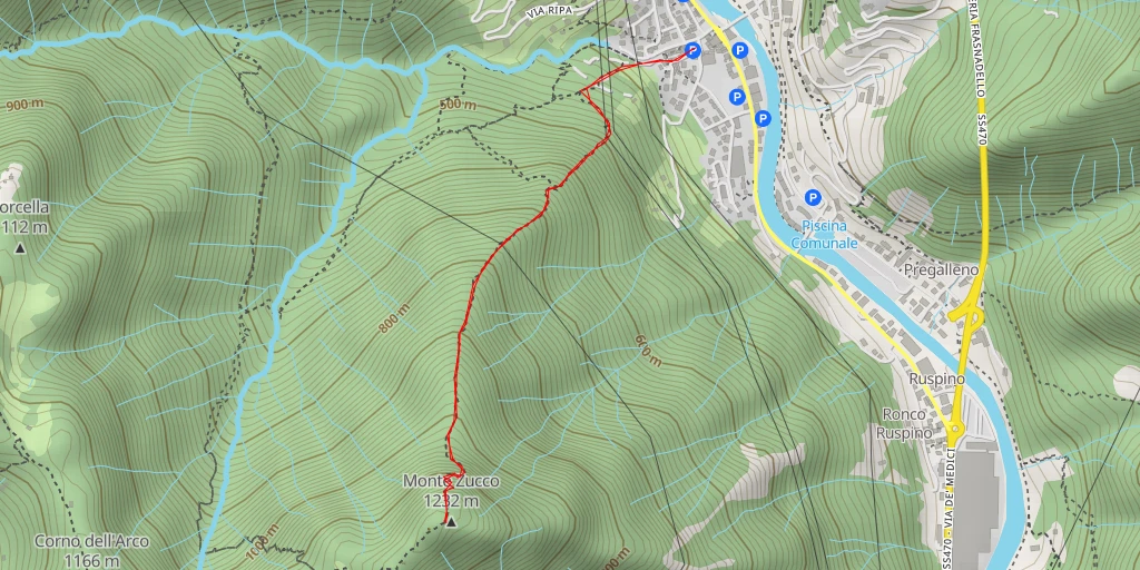 Carte de l'itinéraire :  Monte Zucco