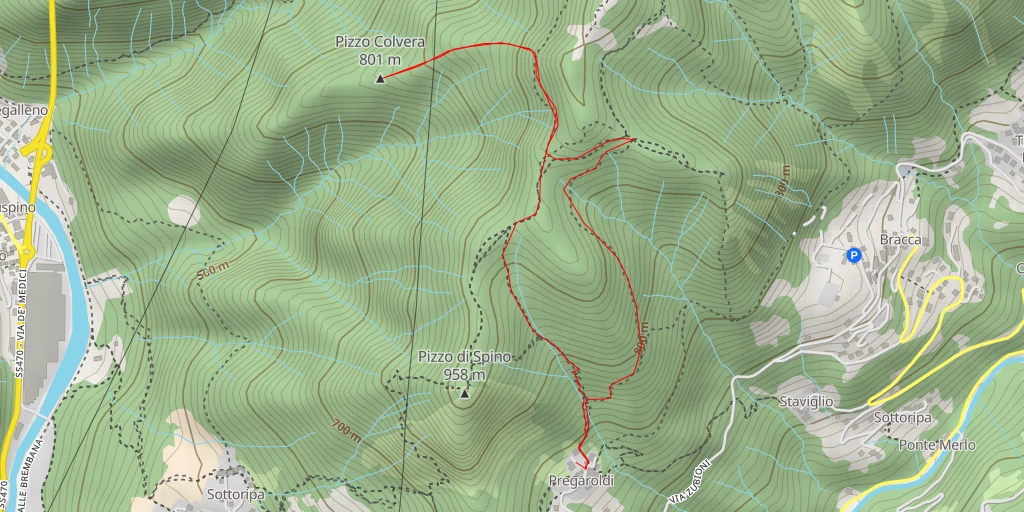 Map of the trail for Pizzo Colvera