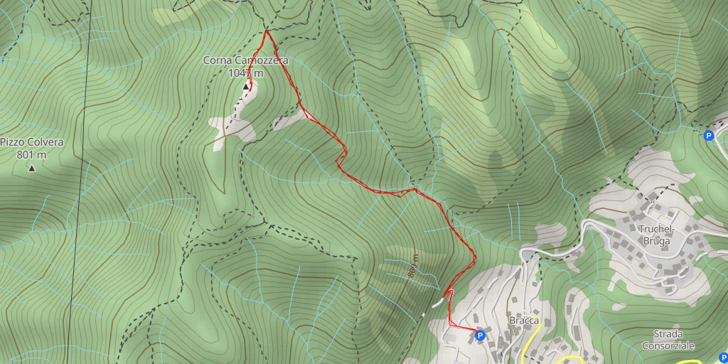 Map of the trail for Corna Camozzera