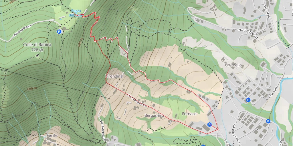 Carte de l'itinéraire :  Pozza del Colle