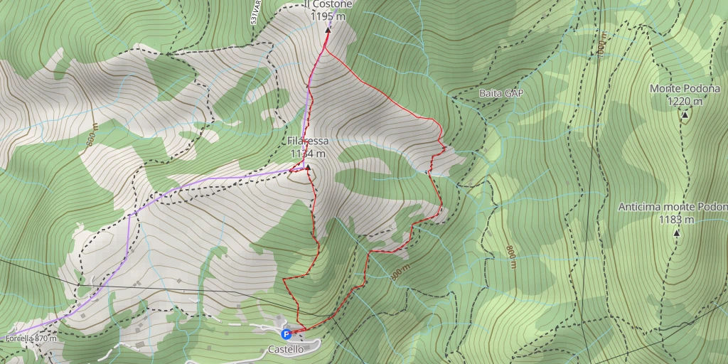 Map of the trail for Il Costone