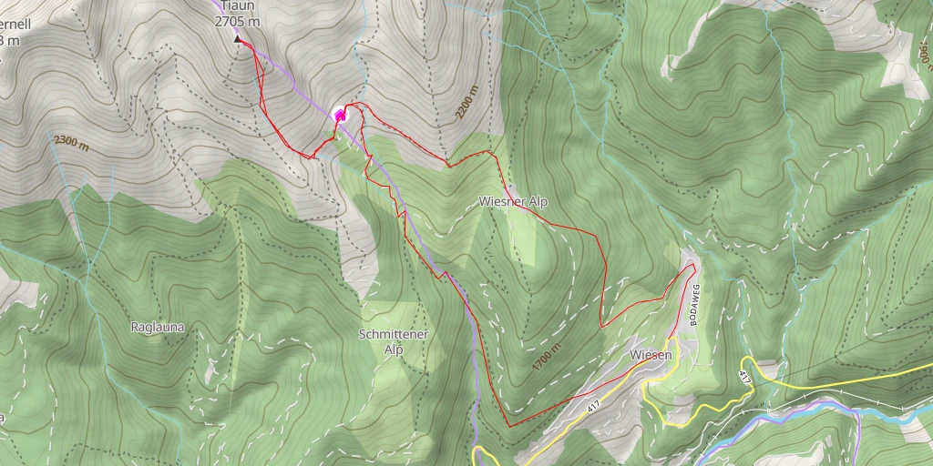 Map of the trail for Tiaun