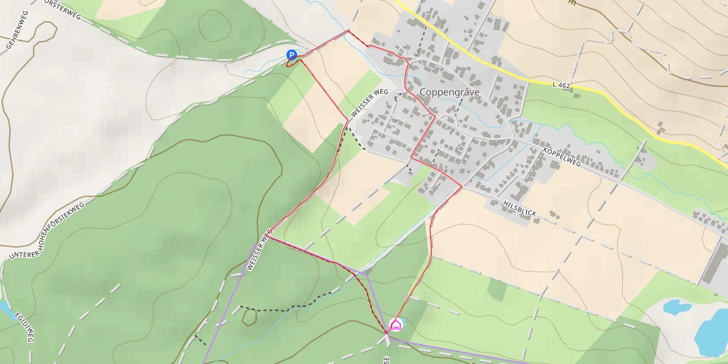 Map of the trail for Köhlerhütte - Breite Schneise - Grünenplan