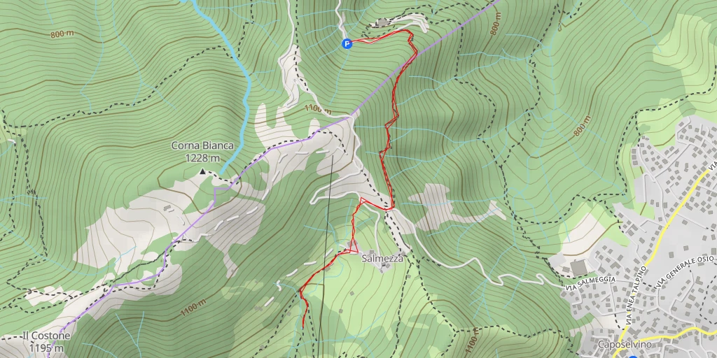 Carte de l'itinéraire :  Merelli - Via Salmeggia