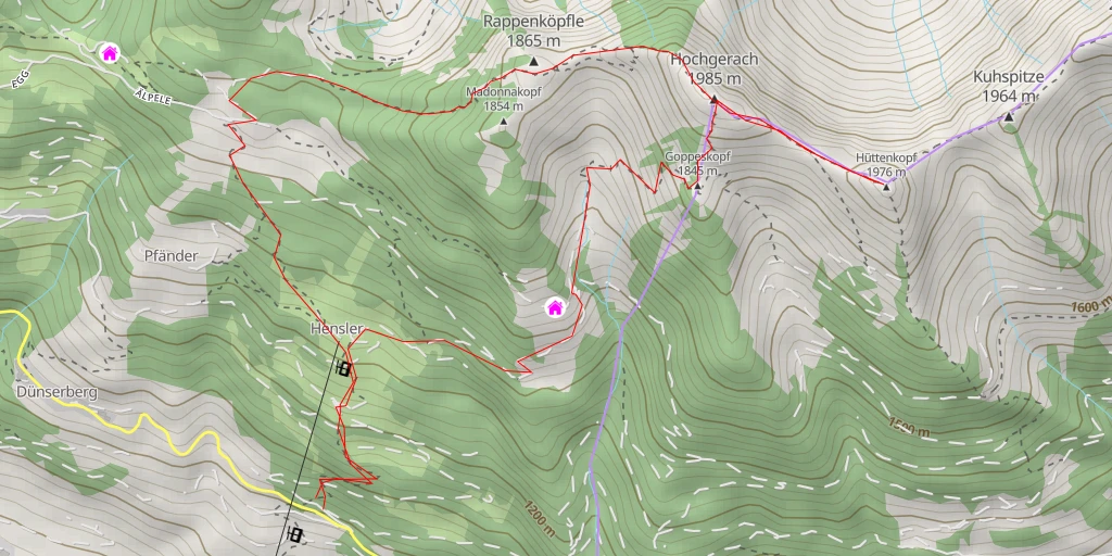 Map of the trail for Hüttenkopf