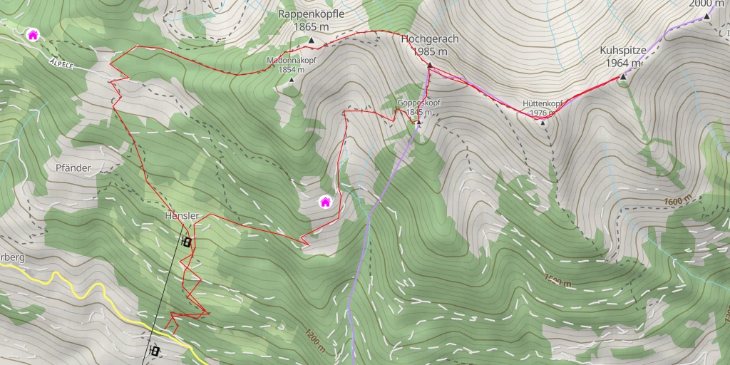 Map of the trail for Kuhspitze