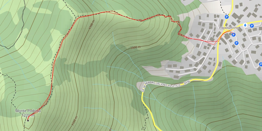 Carte de l'itinéraire :  Monte Podona