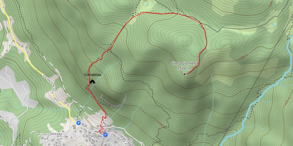 Carte de l'itinéraire :  Cima Cornetti