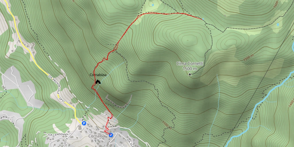 Carte de l'itinéraire :  Sentiero per Cima Cornetti - Sentiero per Cima Cornetti