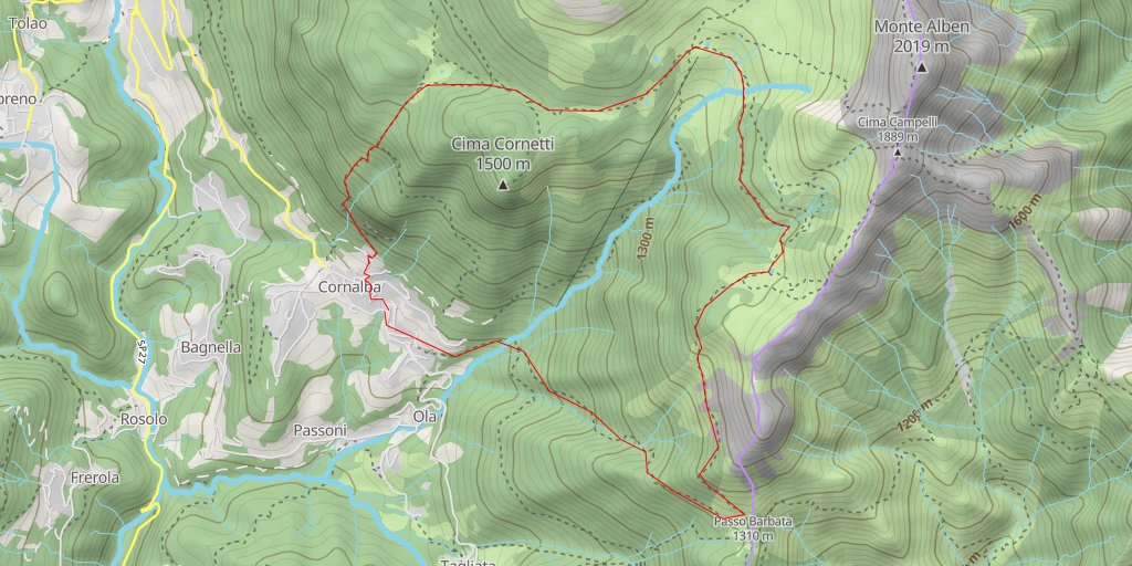 Carte de l'itinéraire :  Cornalba