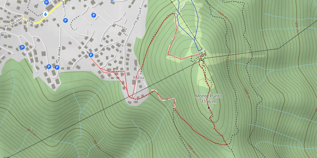 Map of the trail for Monte Purito