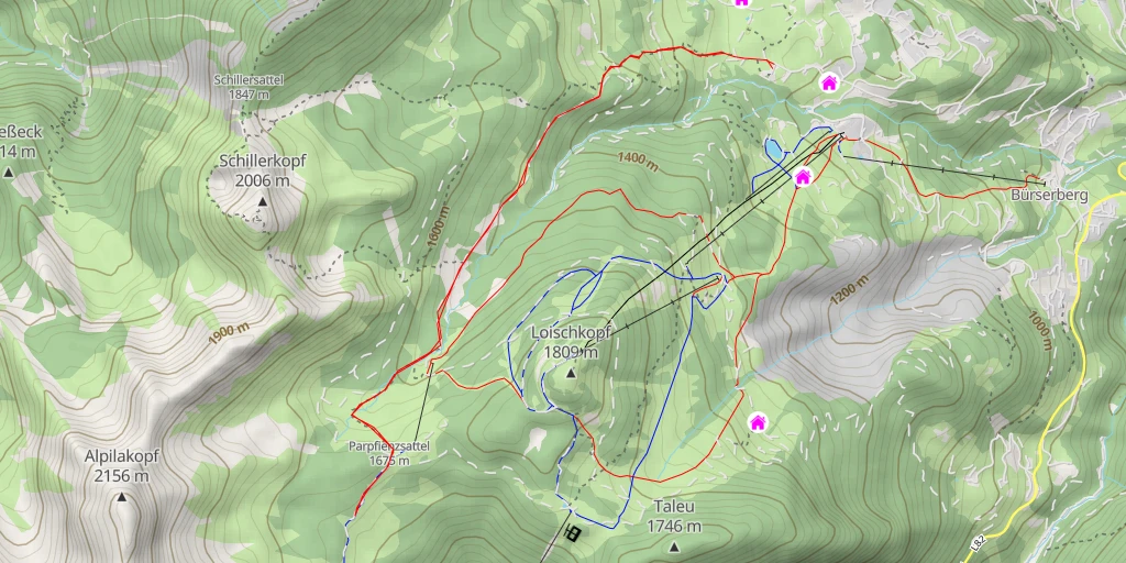 Map of the trail for Parpfienzsattel