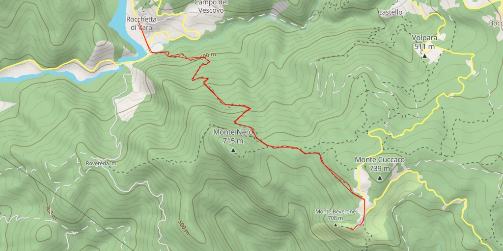 Map of the trail for AI - Chiesa di San Giovanni Decollato - Rocchetta di Vara