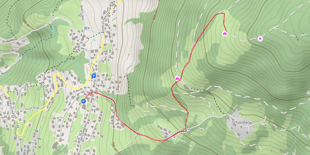 Carte de l'itinéraire :  Schwendealpe - Dornbirn