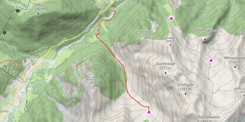 Map of the trail for Sarotlahütte