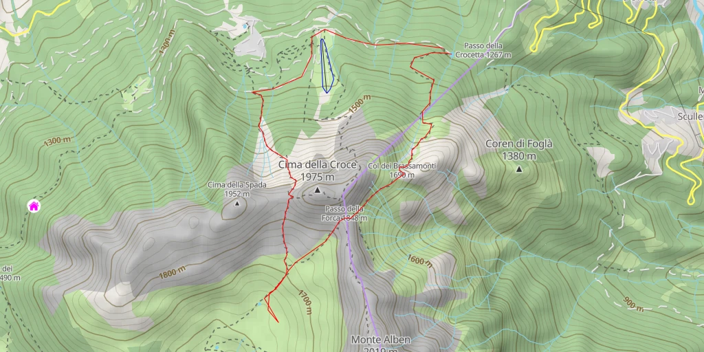 Carte de l'itinéraire :  Rifugio Monte Alben