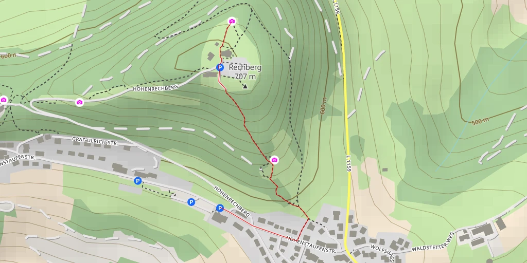 Map of the trail for Hohenrechberg