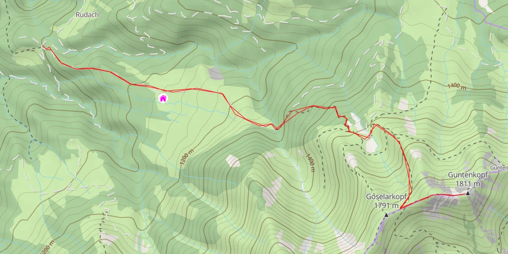 Map of the trail for Guntenkopf