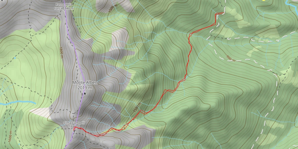 Carte de l'itinéraire :  Cima Campelli