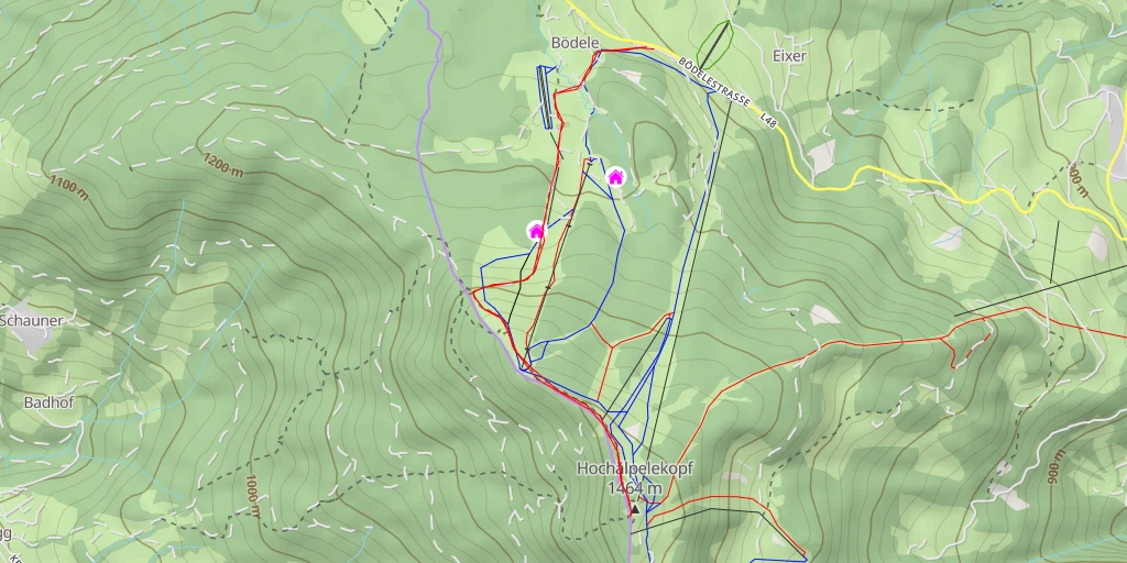 Map of the trail for Hochälpelehütte