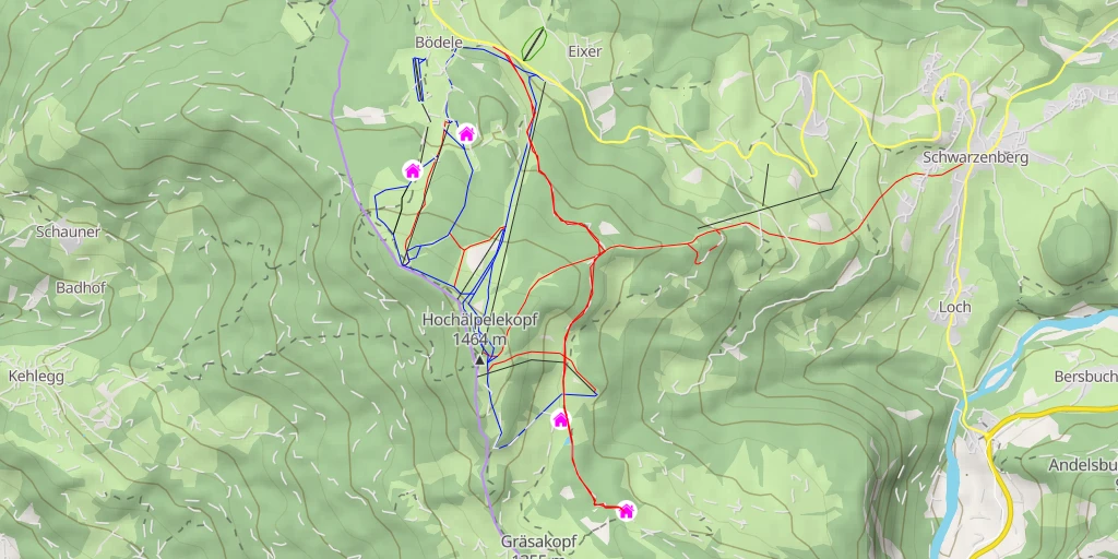 Map of the trail for Lustenauer Hütte