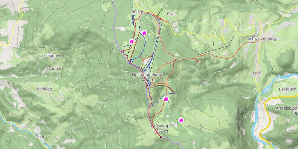 Map of the trail for Gräsakopf