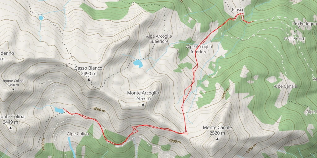 Carte de l'itinéraire :  Lago di Colina