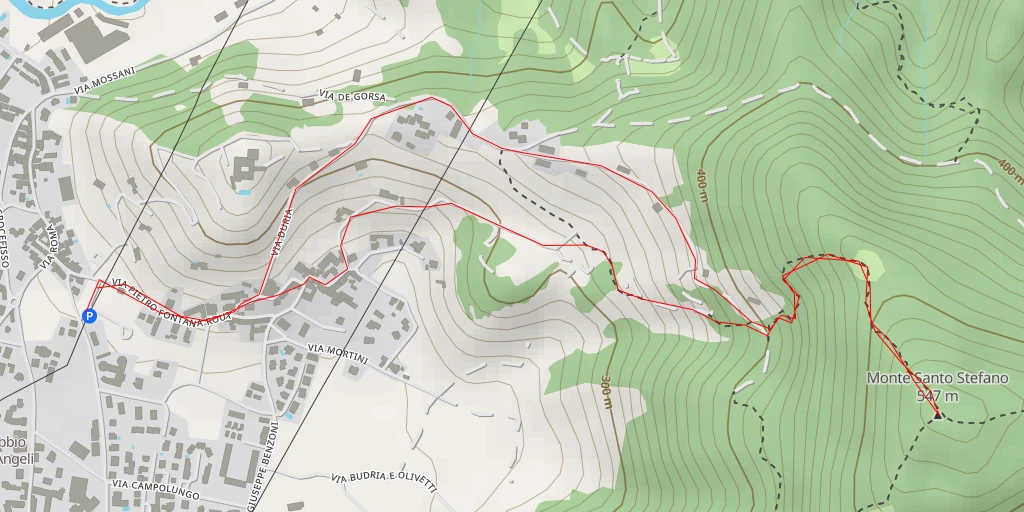 Carte de l'itinéraire :  Monte Santo Stefano