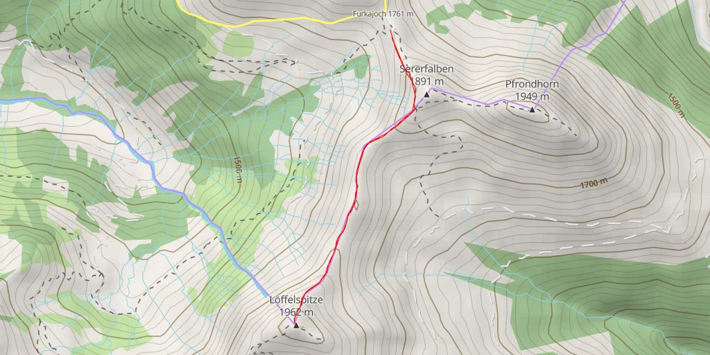 Map of the trail for Löffelspitze