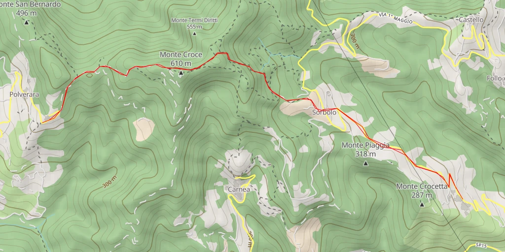 Map of the trail for AI - Via Valle - Riccò del Golfo di Spezia