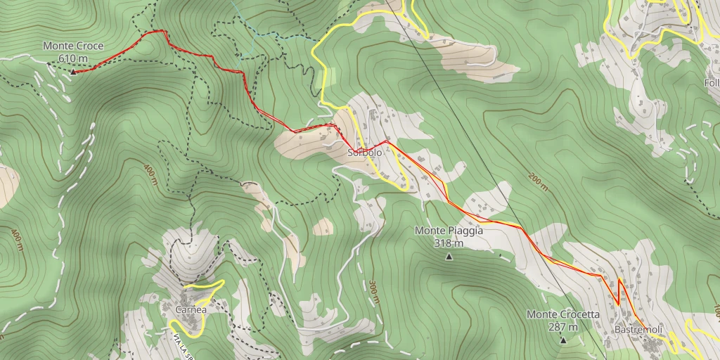 Carte de l'itinéraire :  Monte Croce