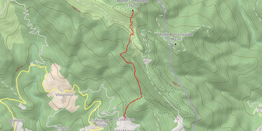 Map of the trail for Monte Cornoviglio