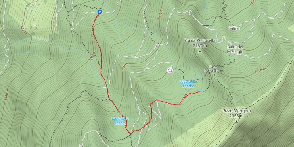 Map of the trail for Bivacco Facetti (Baita di Sciuch) - S231.1